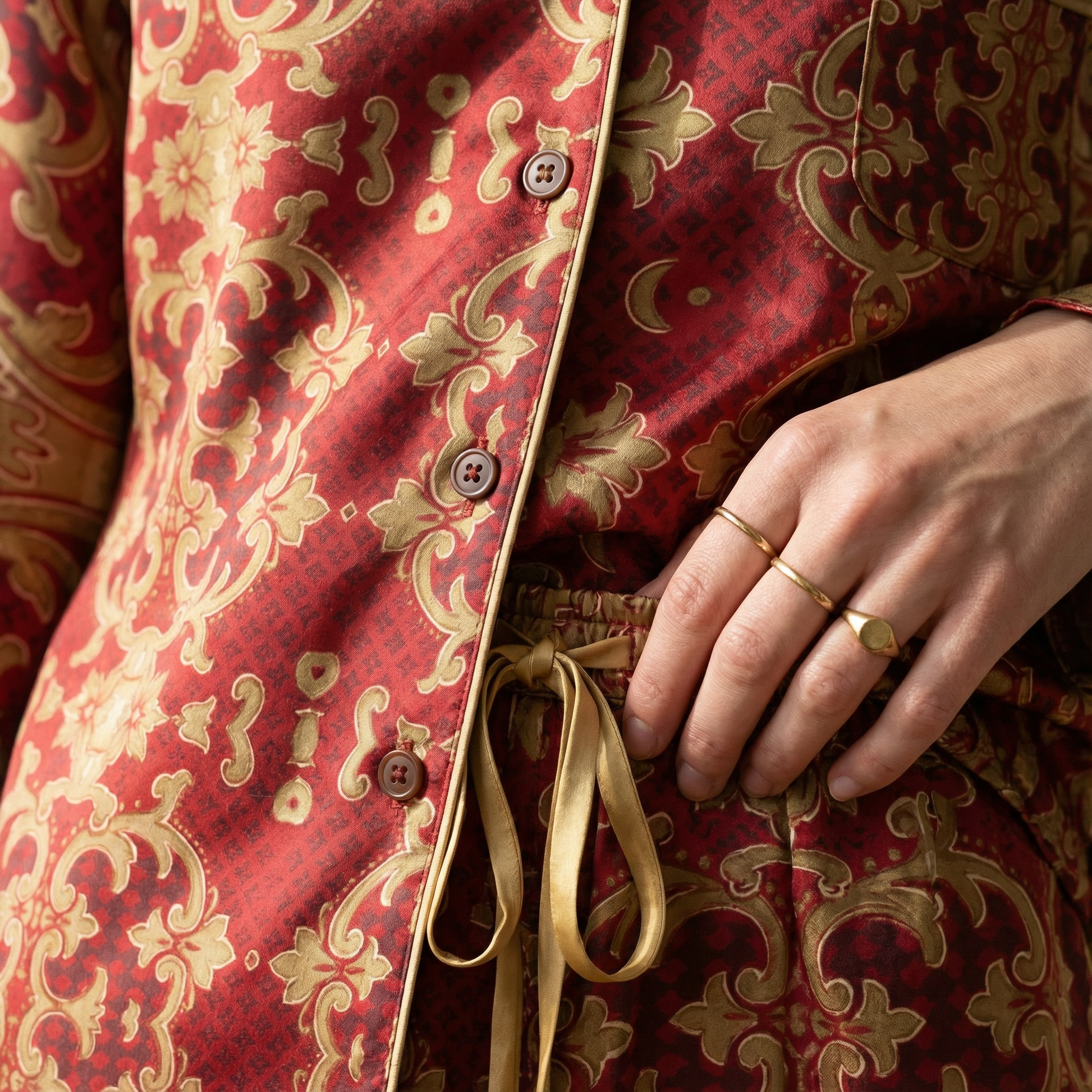 Palazzo Rosso Silk Pajama Shirt in Treasury