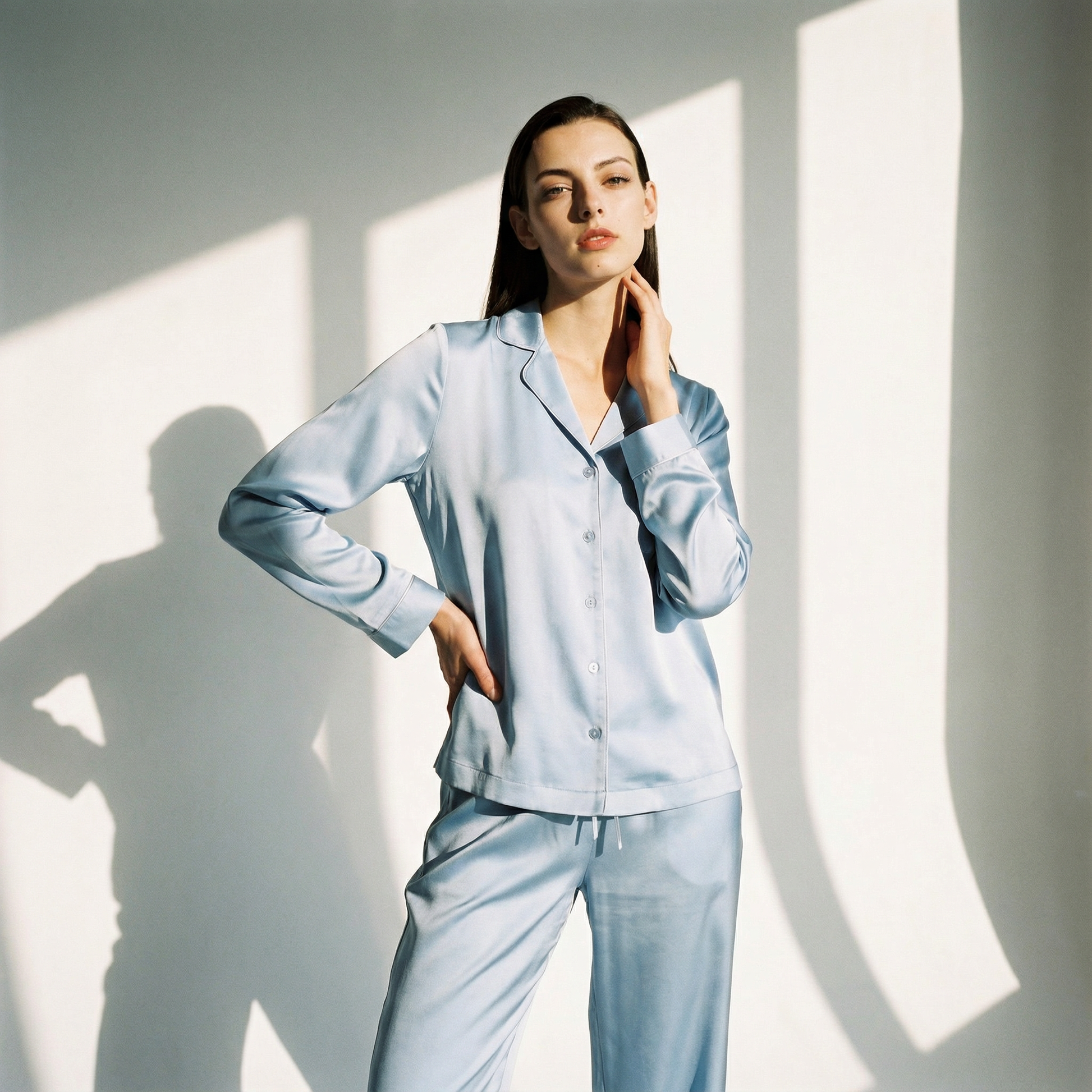 Cool Summer Silk Pajama Pants in Steel Blue | Seasonal Color Analysis