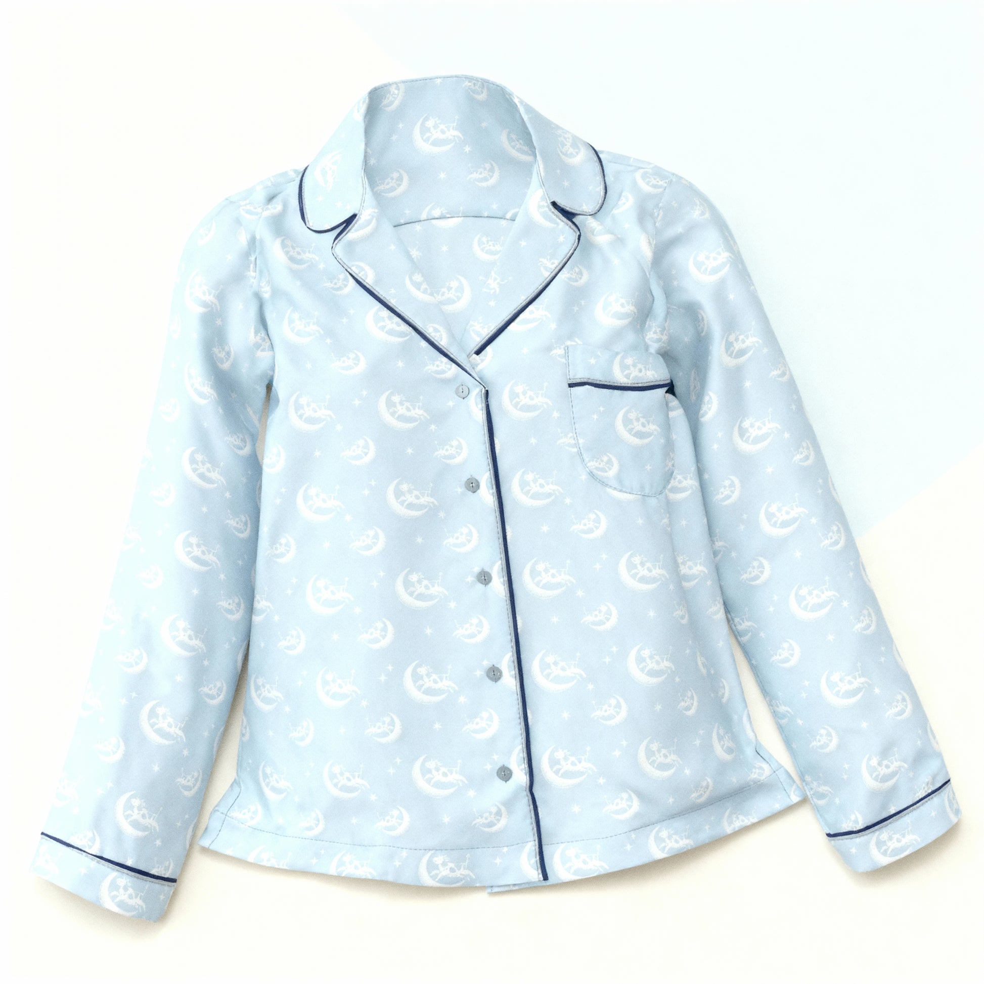 Over the Moon Flannel Pajama Top in Moonstone