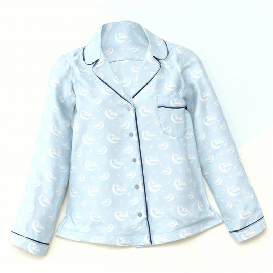 Over the Moon Flannel Pajama Top in Moonstone