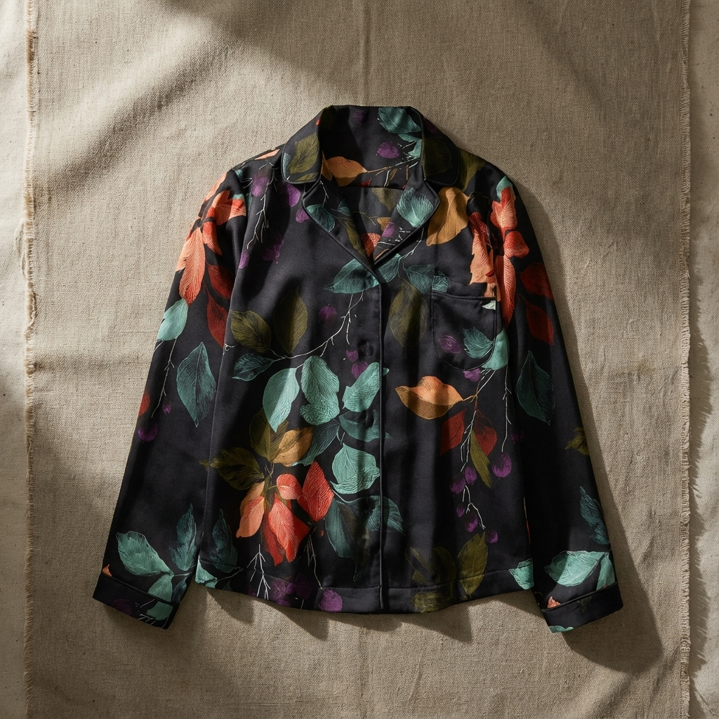 Long Sleeve Pajama Top | Black Harvest Florals