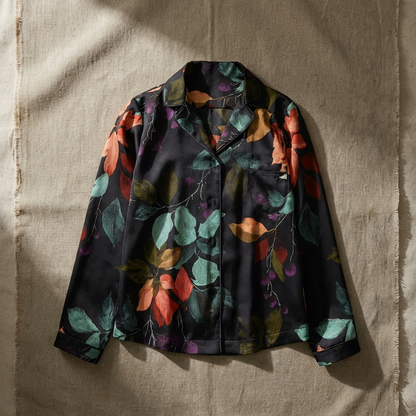 Long Sleeve Pajama Top | Black Harvest Florals