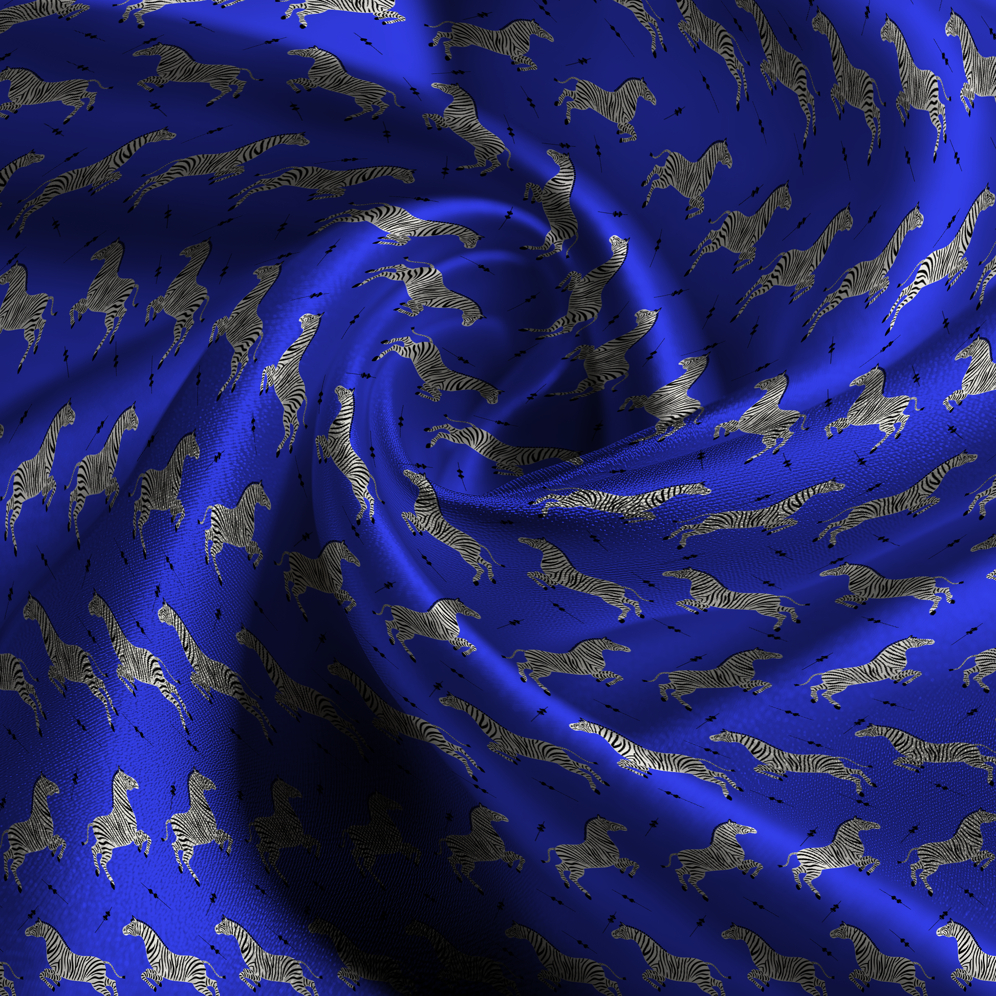 Leaping Zebra Silk Pillowcase in Blue