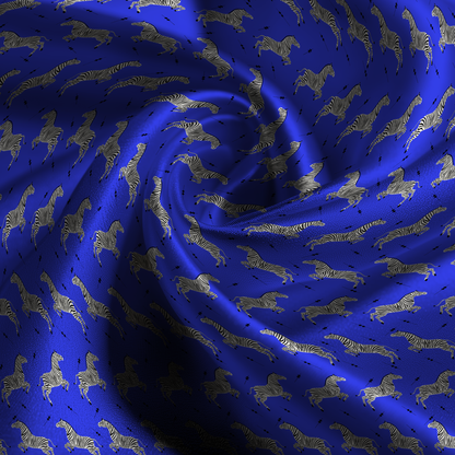 Leaping Zebra Silk Pillowcase in Blue