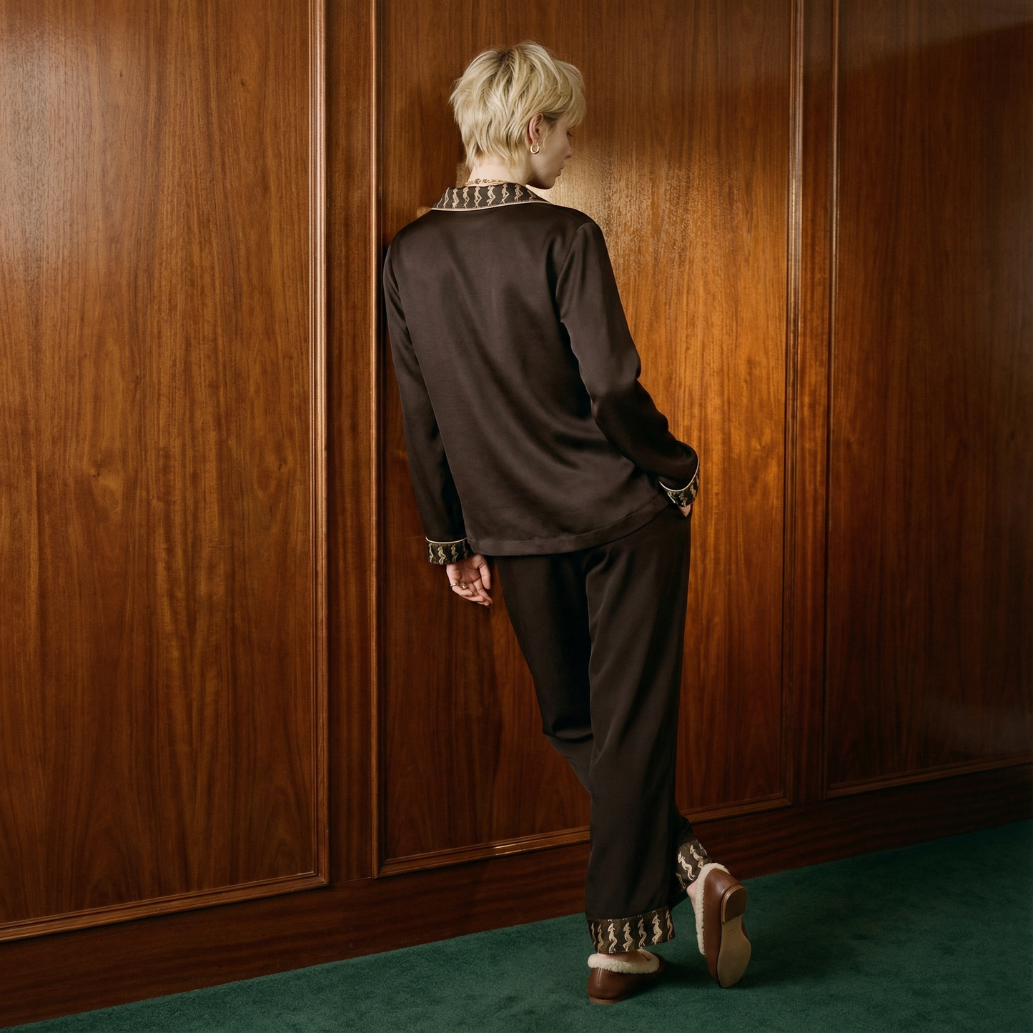 The Chronophotograph Silk Pajama Pants in Darkroom