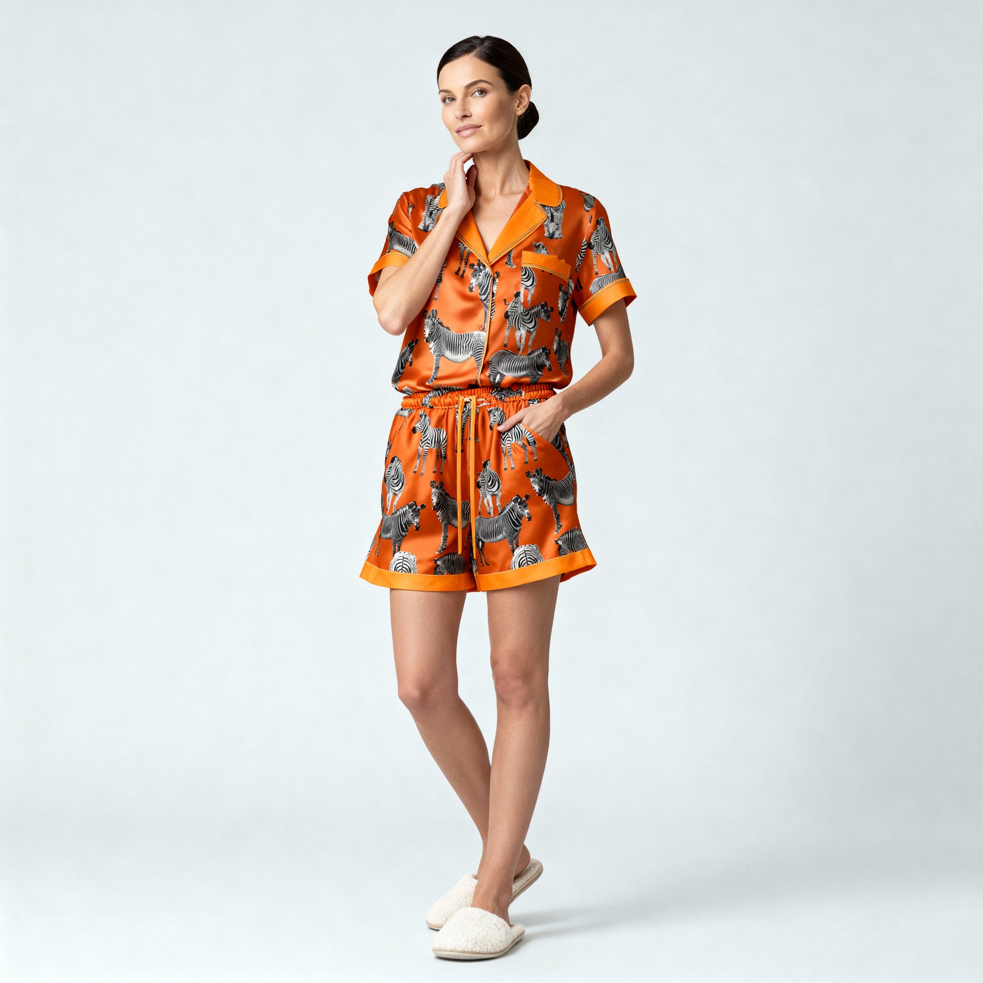 Zias Zebra Silk Pajama Shorts