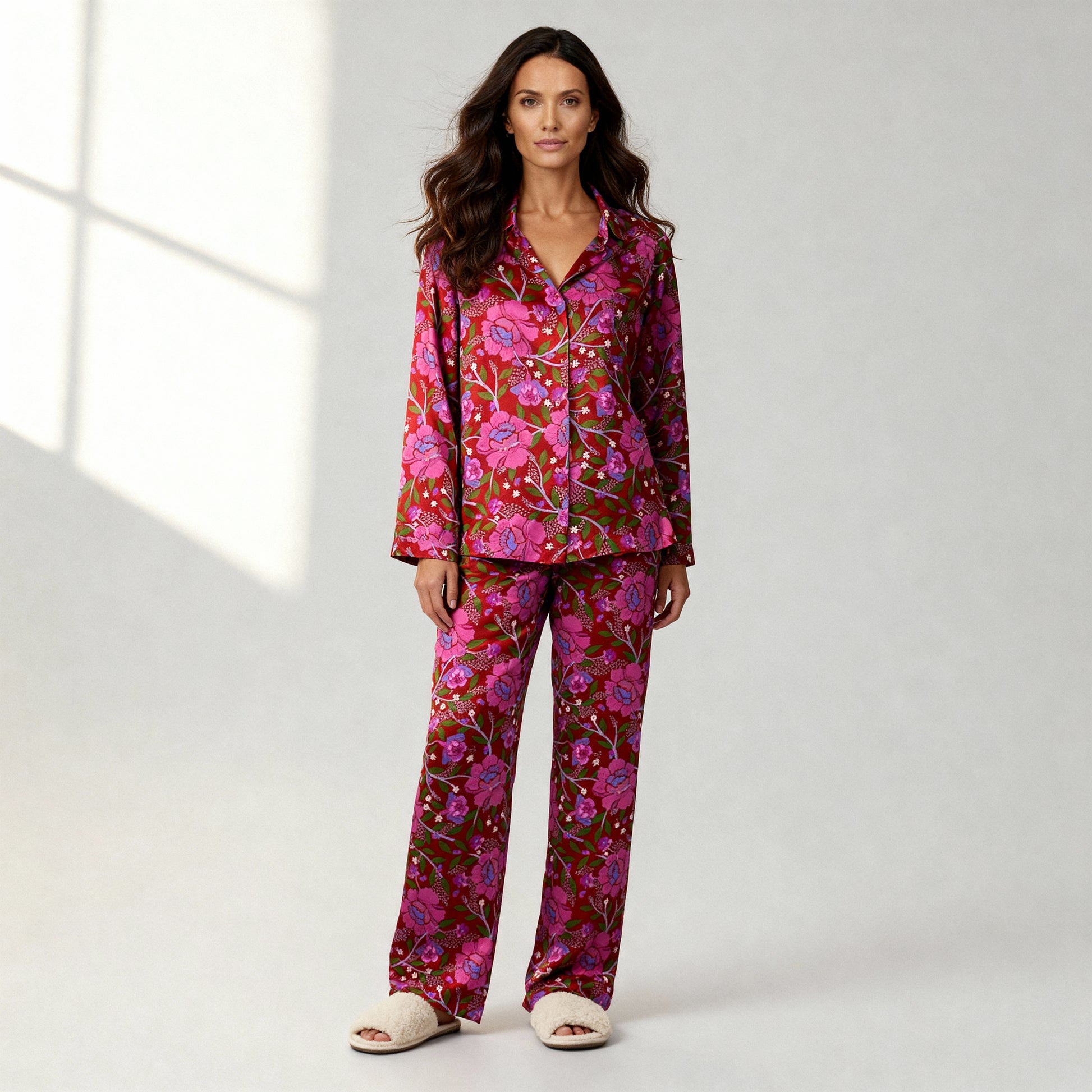 Homegrown Love Silk Pajama Top in Carnation