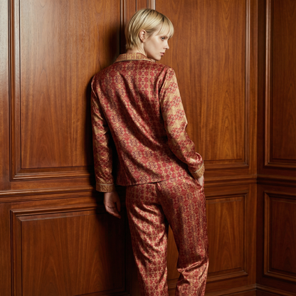 Palazzo Rosso Silk Pajama Pants in Revival