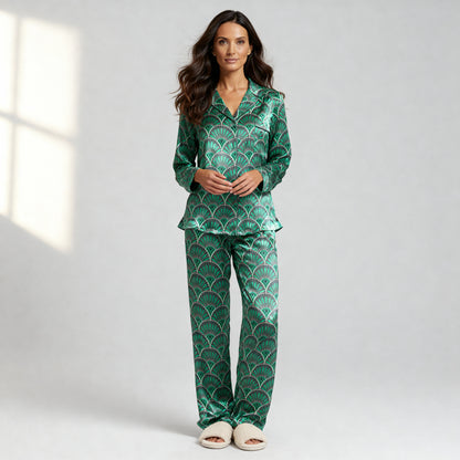 Art Deco Silk Pajama Pants in Witching Hour