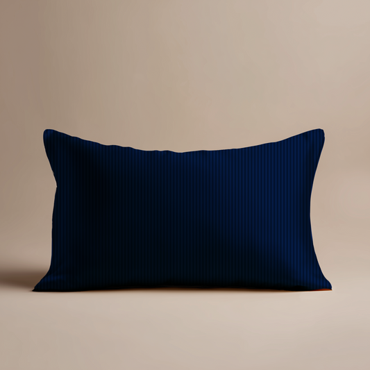 Hotel Stripe Silk Pillowcase in Navy
