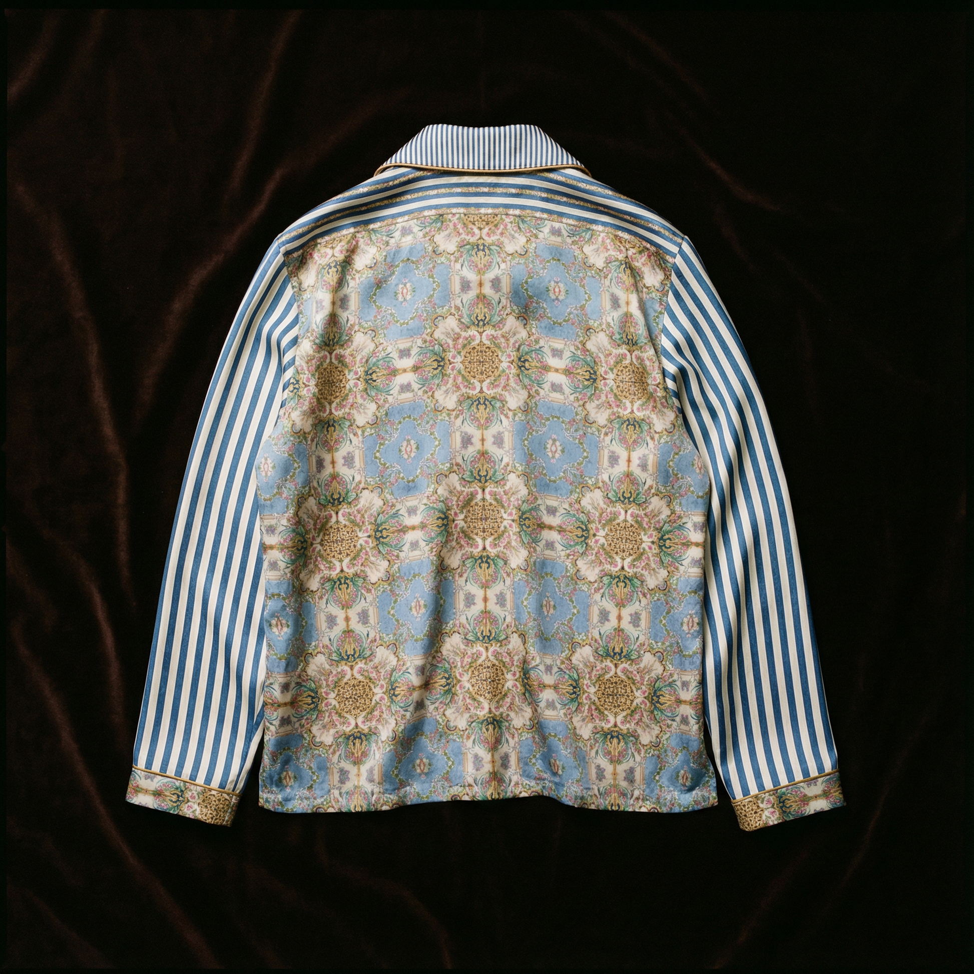Braquenié Stripe Silk Pajama Shirt in Breakfast