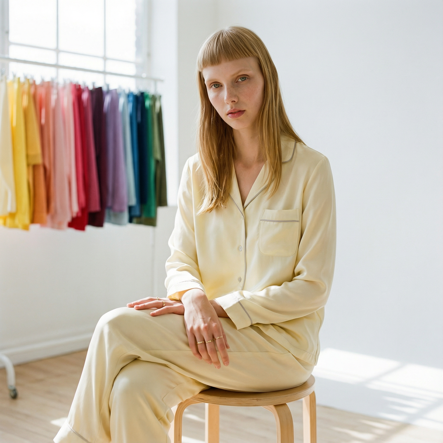 Light Spring Silk Pajama Shirt in Lemon Posset | Seasonal Color Analysis