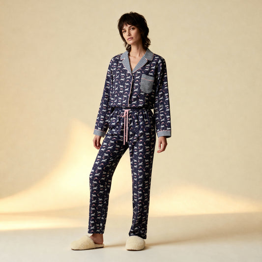 Counting Sheep Flannel PJ Pants in Midnight Houndstooth