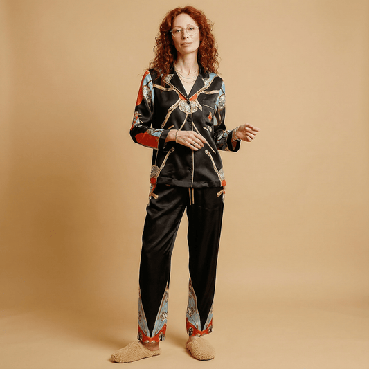 The Metamorphosis Silk Pajama Shirt in Jewel Box Dreams