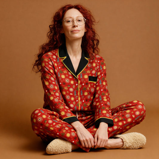 Sunburst Silk Pajama Shirt in Folk