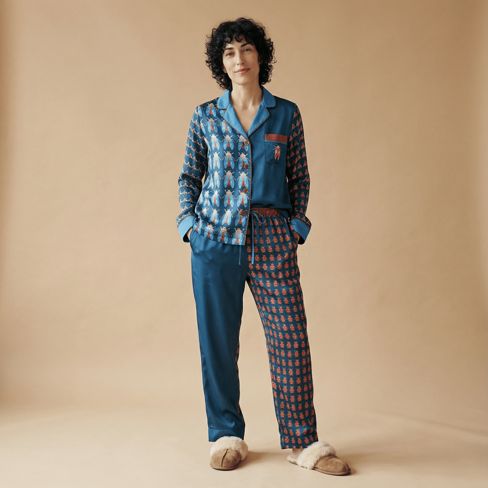 Precious Pests Silk Pajama Shirt In Chrysalis