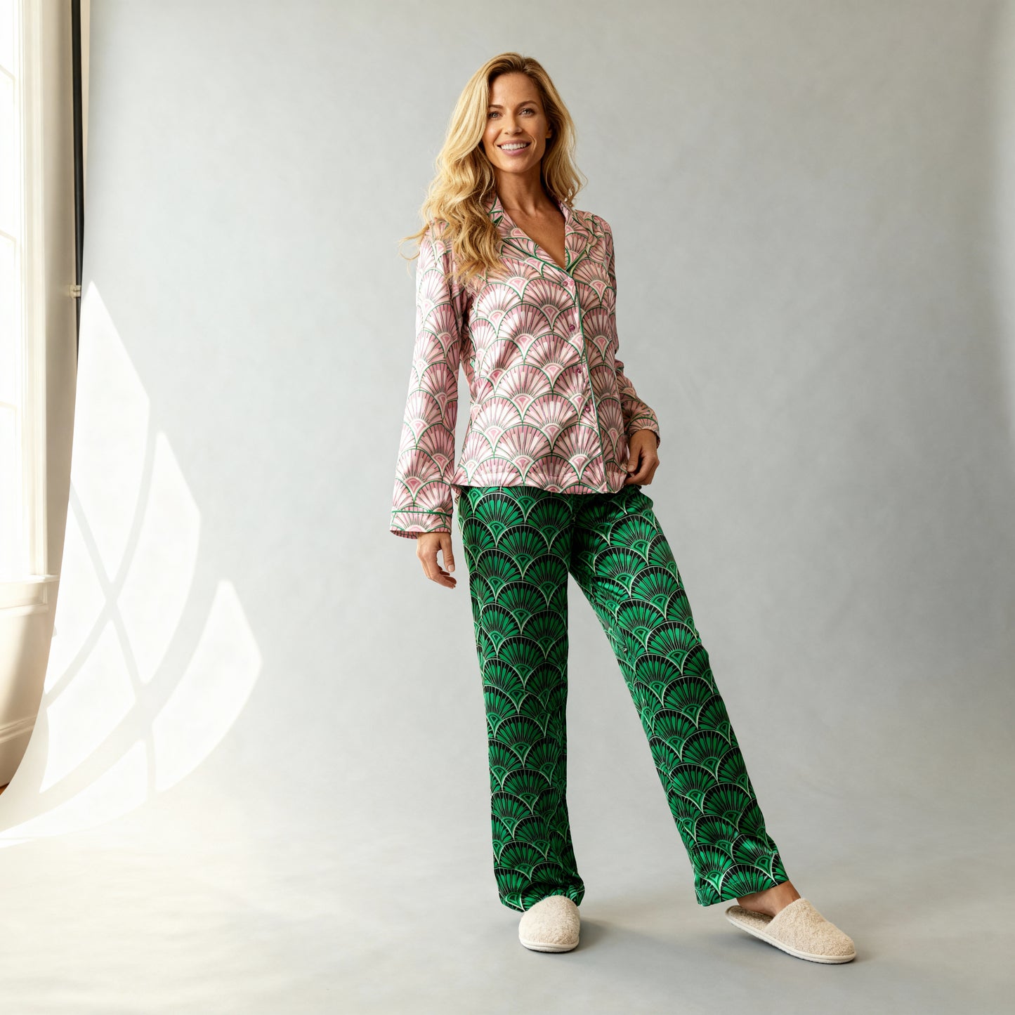 Art Deco Silk Pajama Pants in Witching Hour