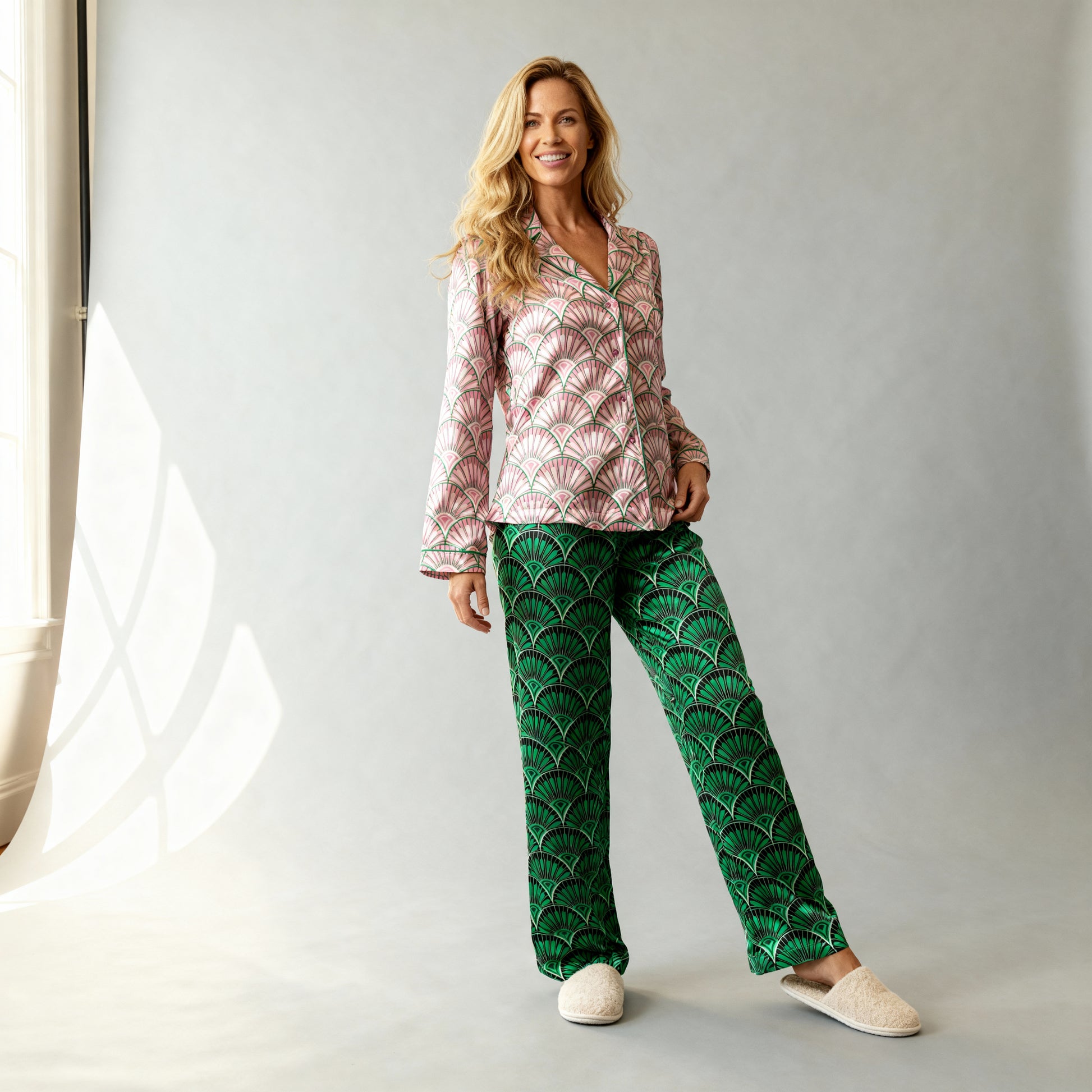 Art Deco Silk Pajama Pants in Witching Hour