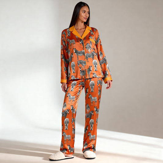 Zias Zebras Silk Pajama Top