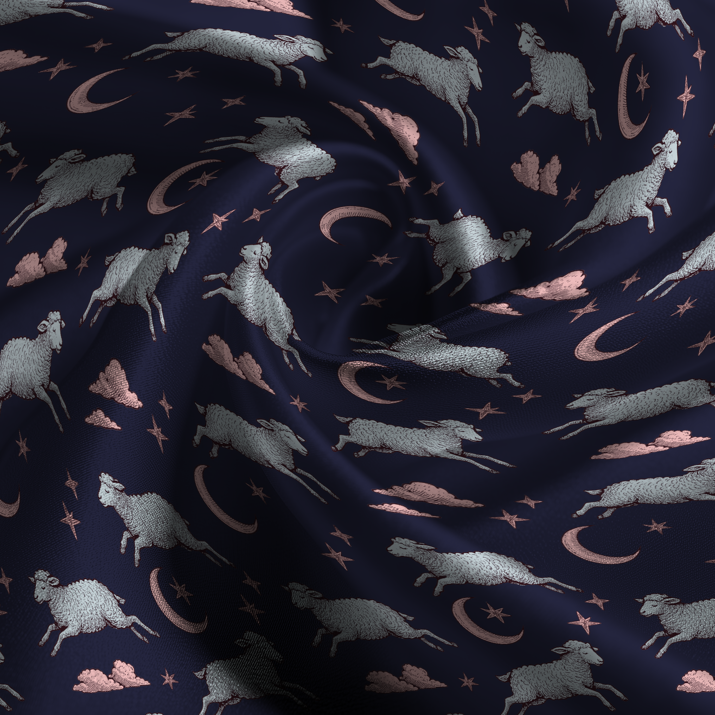 Counting Sheep Silk Pillowcase in Midnight