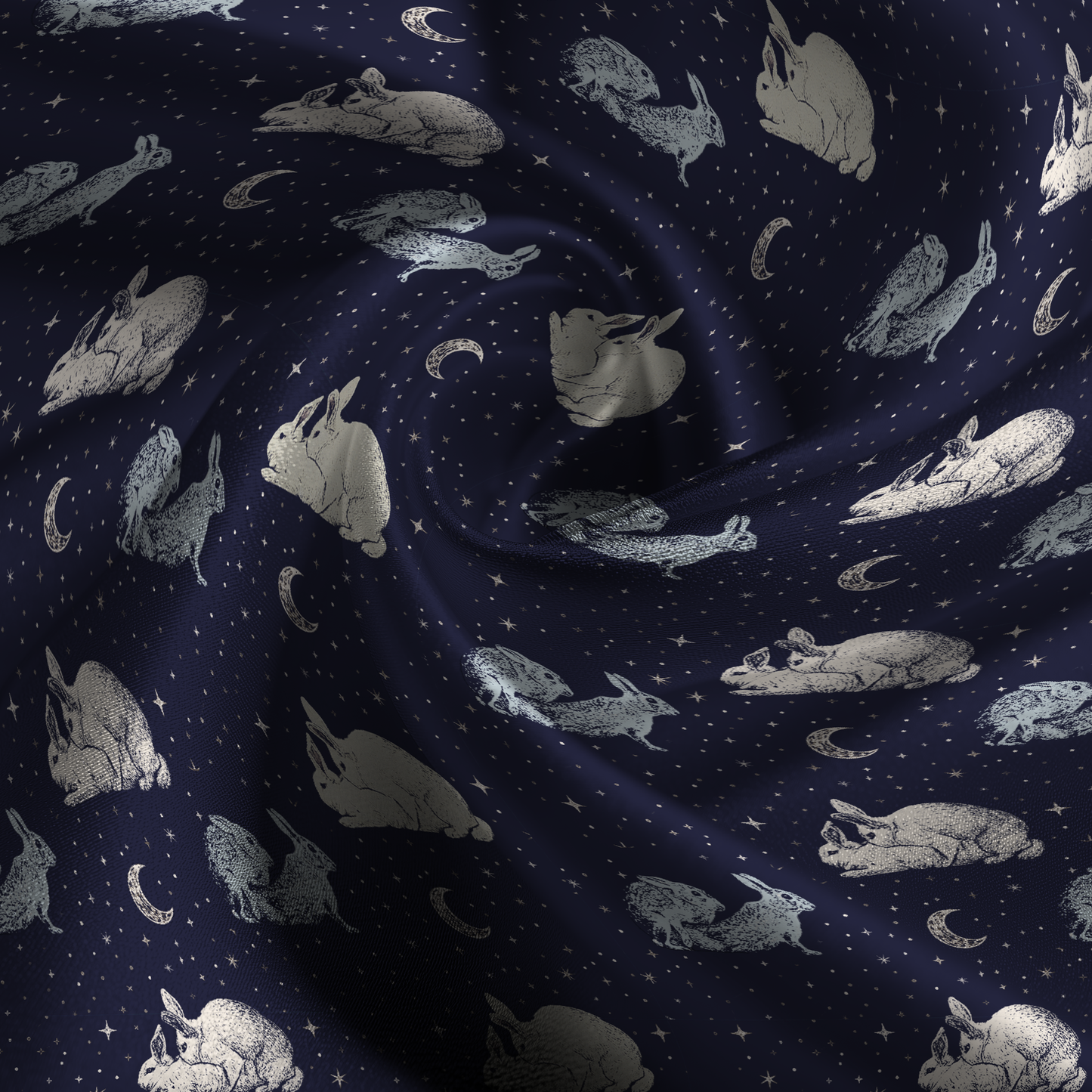 Like Rabbits Silk Pillowcase in Midnight