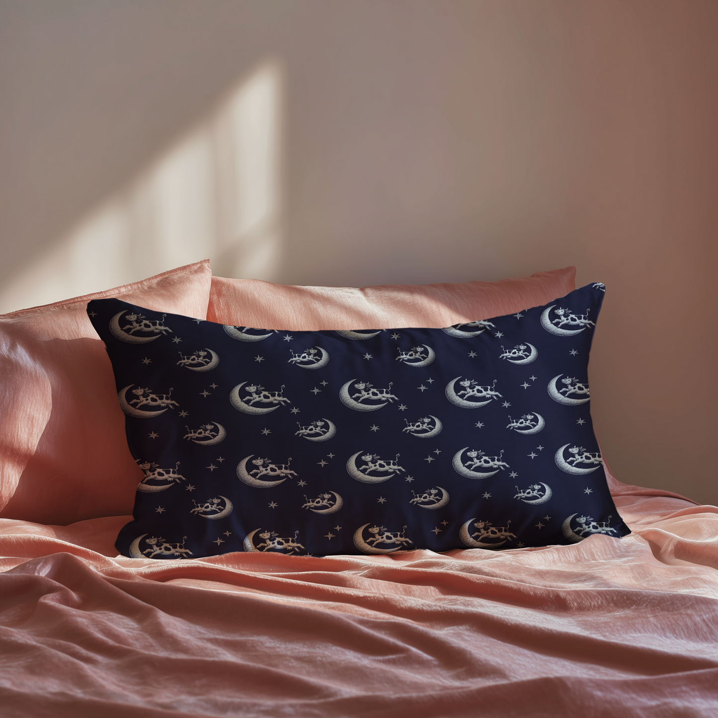 Over the Moon Silk Pillowcase in Midnight