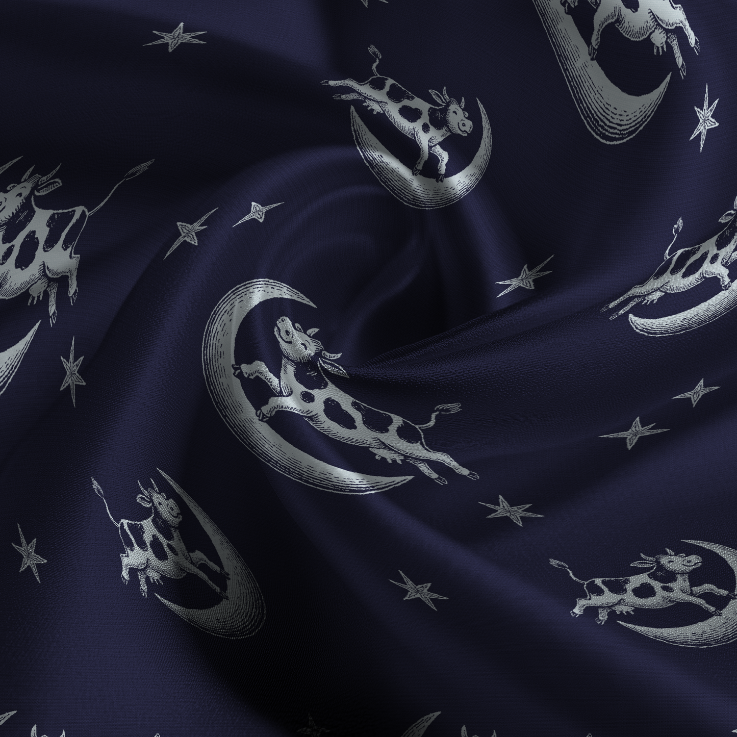 Over the Moon Silk Pillowcase in Midnight
