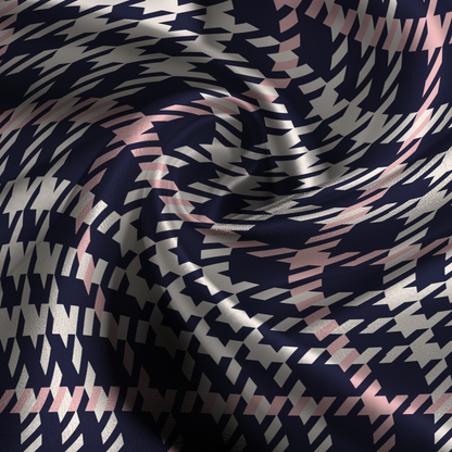 Houndstooth Plaid Silk Pillowcase in Midnight