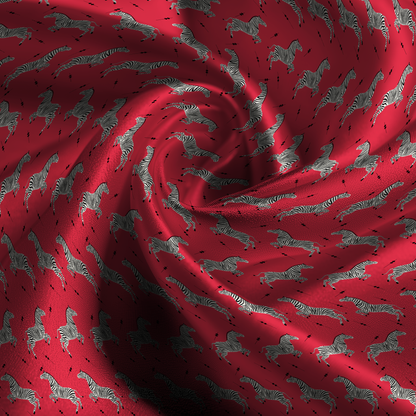 Leaping Zebra Silk Pillowcase in Poppy