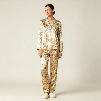 Mistletoe Silk Pajama Top in Ivory