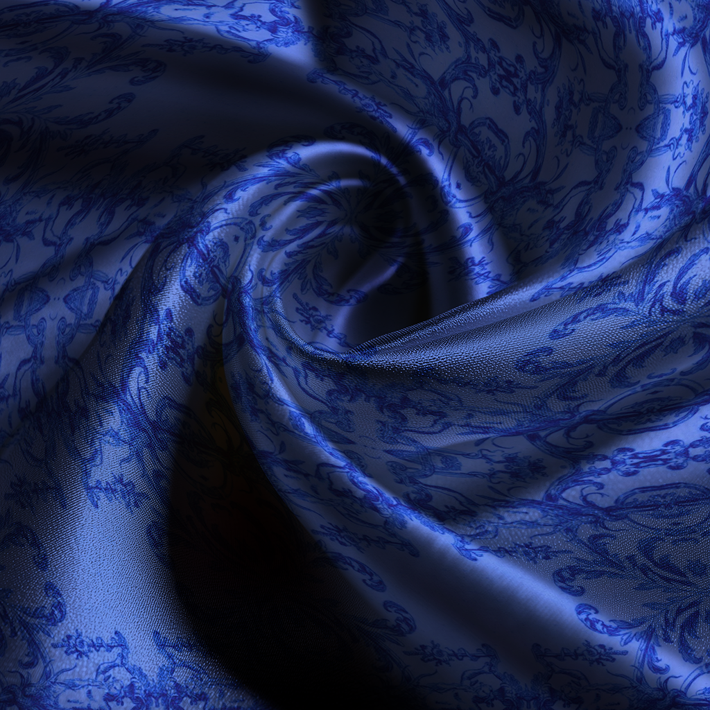 Mermaid Toile Silk Pillowcase in Sapphire