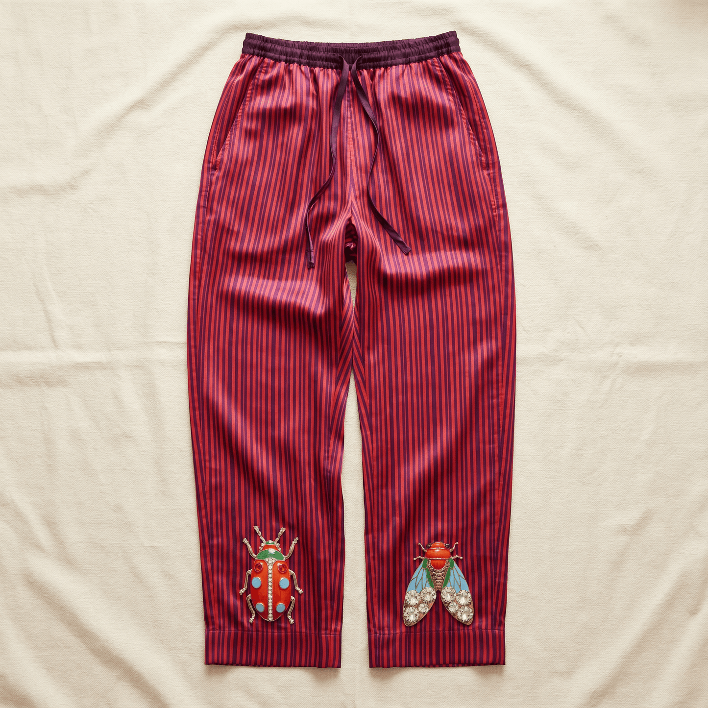 The Entomologist's Garden Silk Pajama Pants in Jeweled