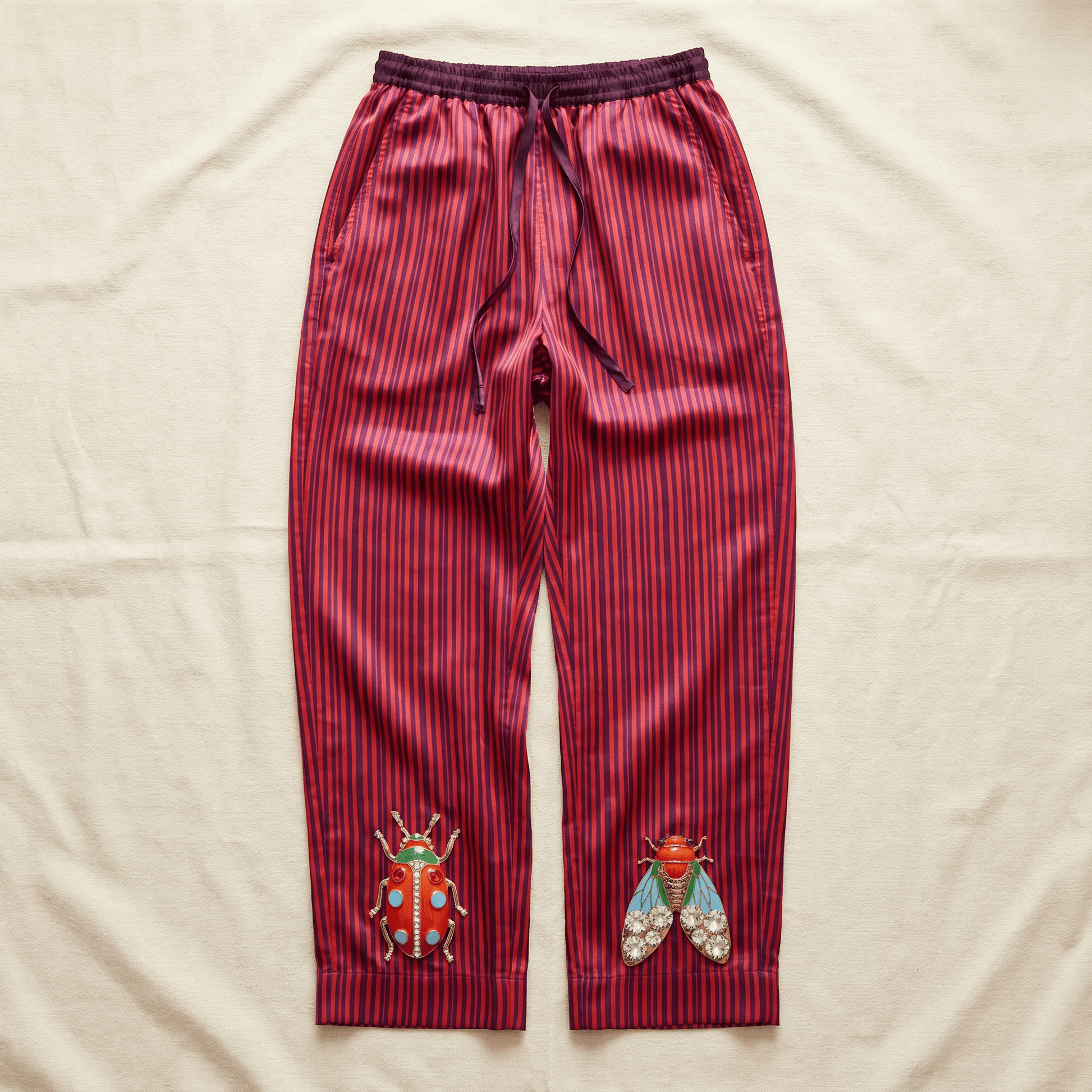 The Entomologist's Garden Silk Pajama Pants in Jeweled