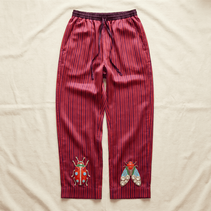 The Entomologist's Garden Silk Pajama Pants in Jeweled