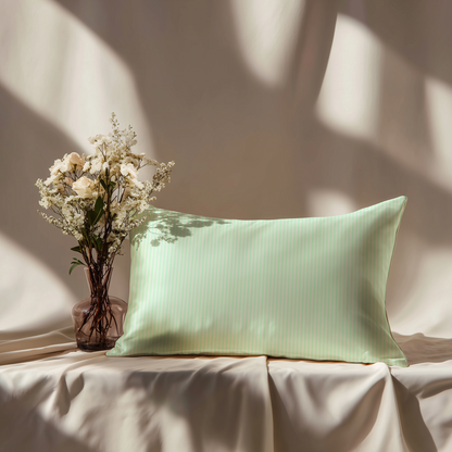 Hotel Stripe Silk Pillowcase in Mint