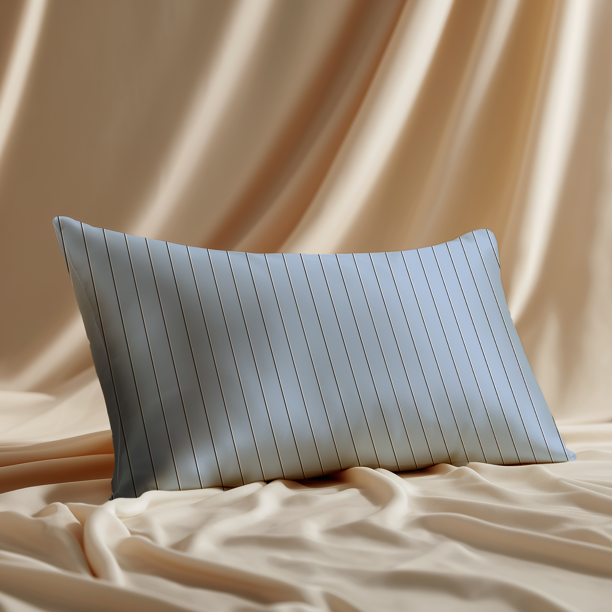 Classic Stripe Silk Pillowcase in Orca