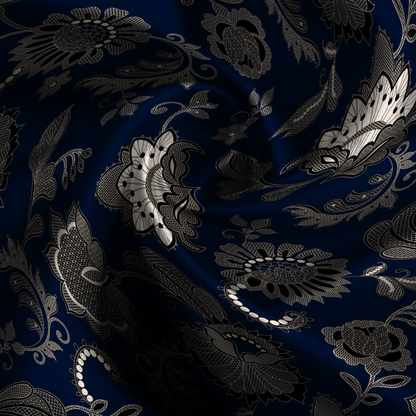 Legacy Lace Silk Pillowcase in Navy