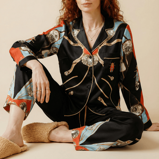The Metamorphosis Silk Pajama Pants in Jewel Box Dreams 