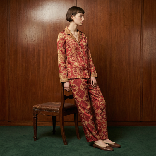 Palazzo Rosso Silk Pajama Pants in Treasury
