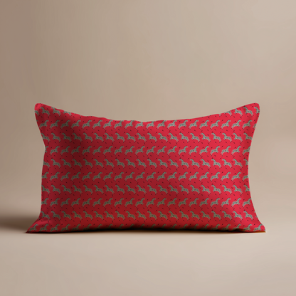 Leaping Zebra Silk Pillowcase in Poppy
