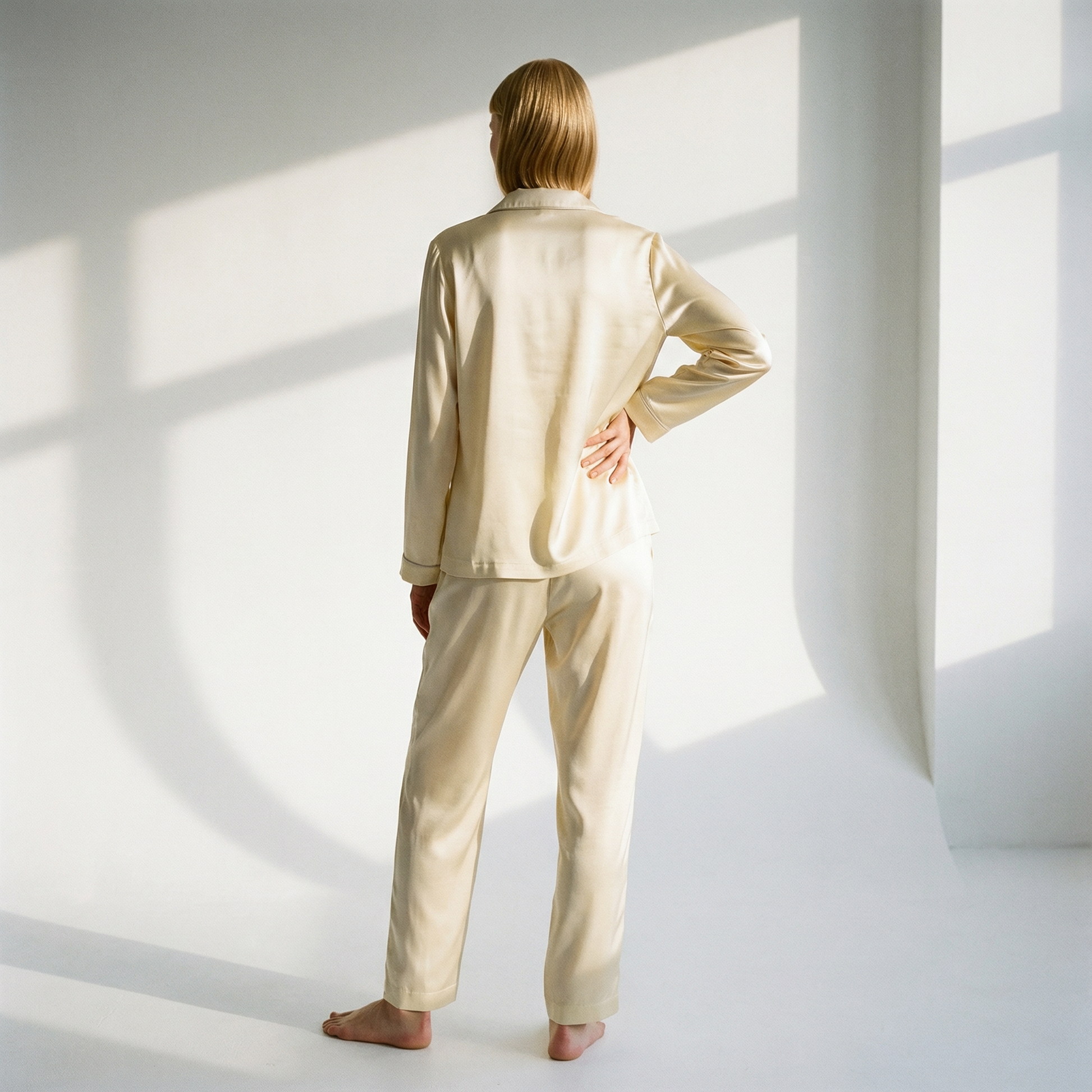 Light Spring Silk Pajama Pants in Lemon Posset | Seasonal Color Analysis