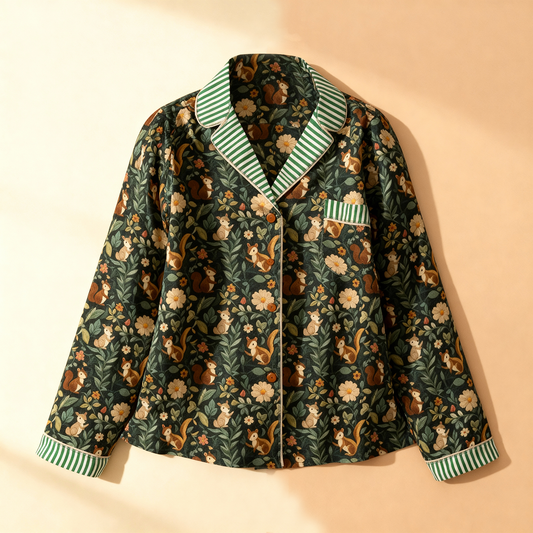 Squirrel & Twirl Pajama Top in Enchanted