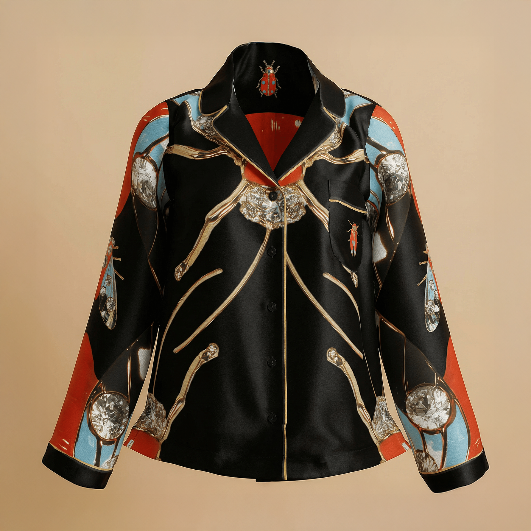 The Metamorphosis Silk Pajama Shirt in Jewel Box Dreams