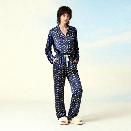 Like Rabbits Silk Pajama Top in Midnight