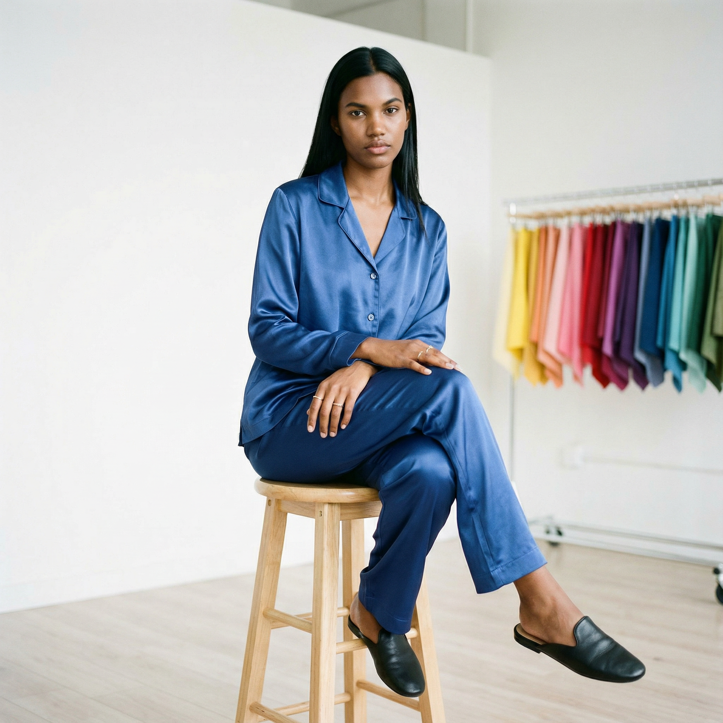 Deep Autumn Silk Pajama Pants in Midnight Navy | Seasonal Color Analysis