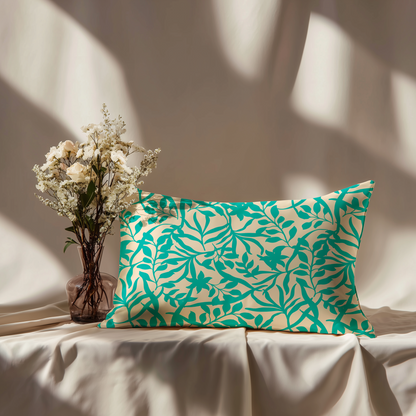Figi Floral Silk Pillowcase in Aqua