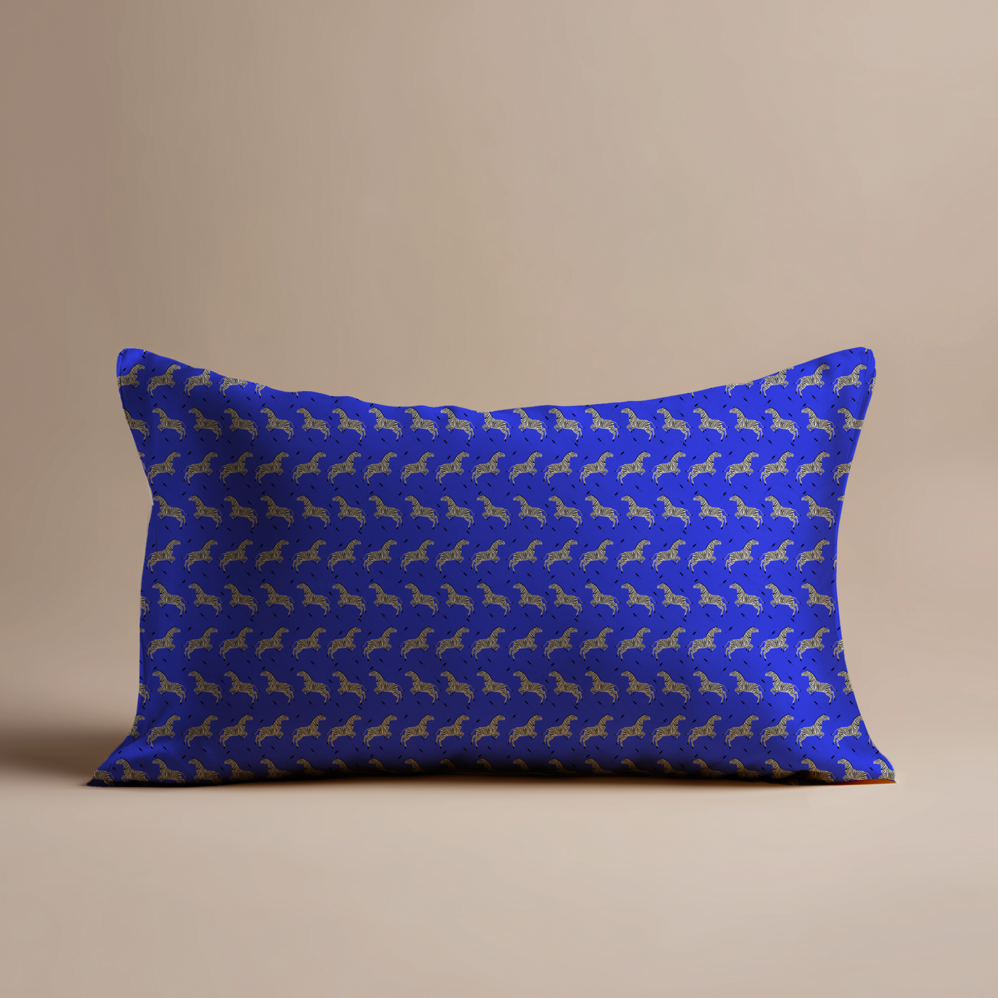 Leaping Zebra Silk Pillowcase in Blue