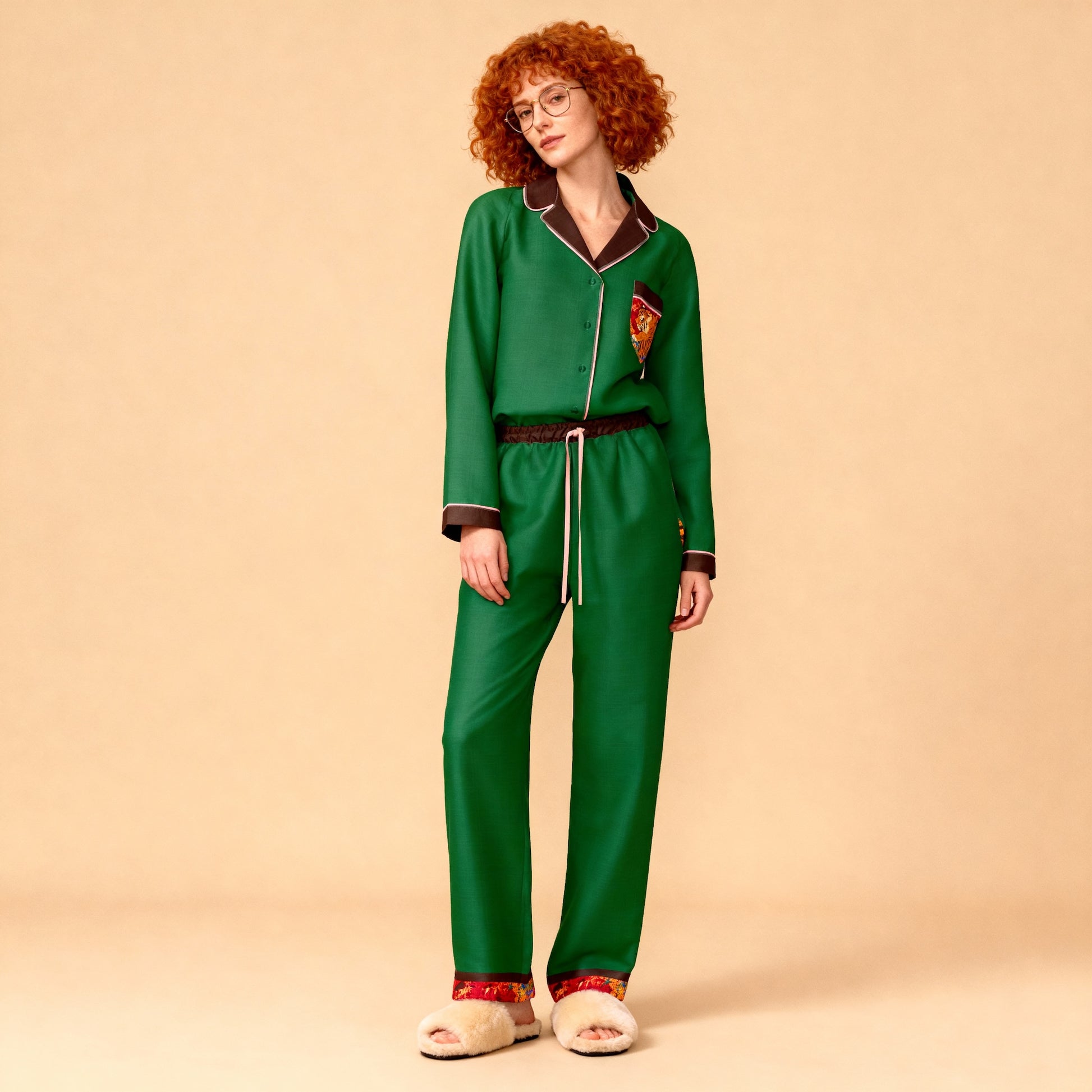 Wild Garden Silk Pajama Pants in Magic Tiger