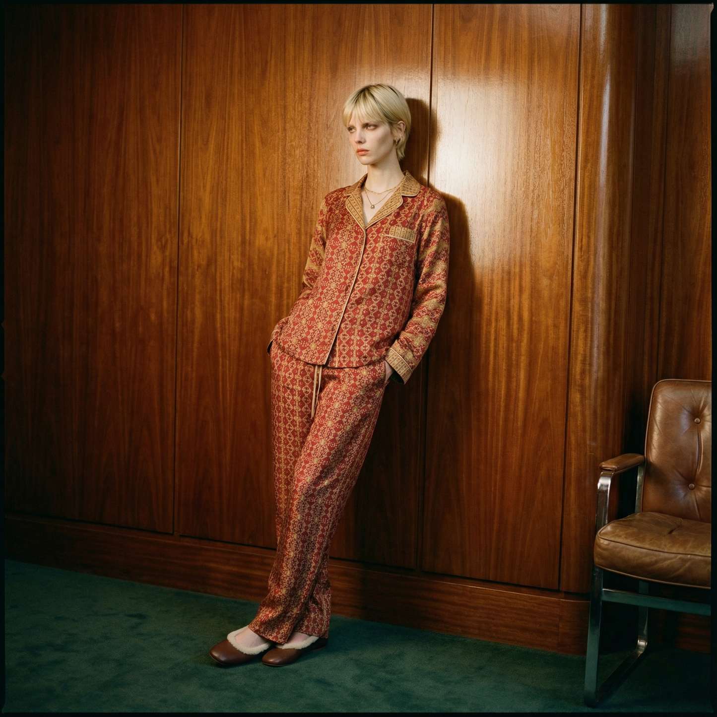 Palazzo Rosso Silk Pajama Pants in Revival