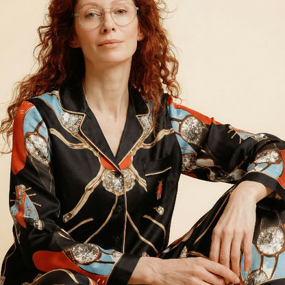 The Metamorphosis Silk Pajama Shirt in Jewel Box Dreams